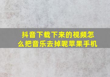 抖音下载下来的视频怎么把音乐去掉呢苹果手机