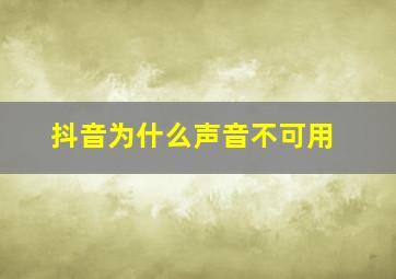 抖音为什么声音不可用