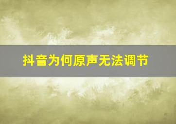 抖音为何原声无法调节