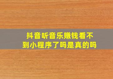 抖音听音乐赚钱看不到小程序了吗是真的吗