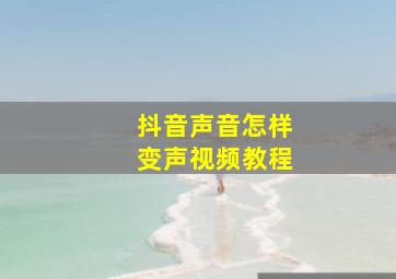 抖音声音怎样变声视频教程