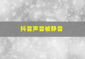 抖音声音被静音