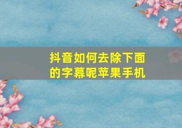 抖音如何去除下面的字幕呢苹果手机