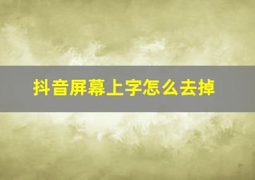 抖音屏幕上字怎么去掉