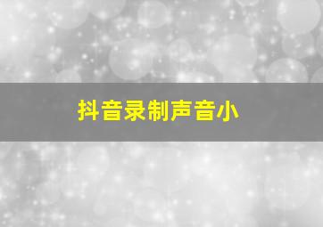 抖音录制声音小