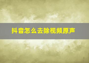 抖音怎么去除视频原声