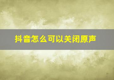 抖音怎么可以关闭原声