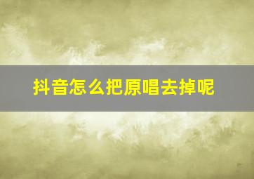 抖音怎么把原唱去掉呢