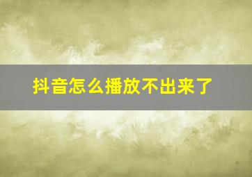 抖音怎么播放不出来了