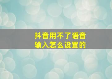 抖音用不了语音输入怎么设置的