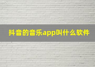 抖音的音乐app叫什么软件