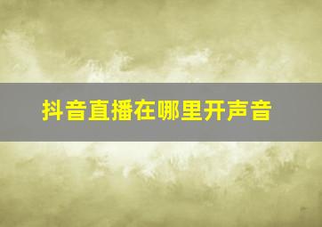 抖音直播在哪里开声音