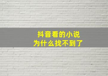 抖音看的小说为什么找不到了