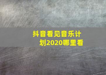 抖音看见音乐计划2020哪里看