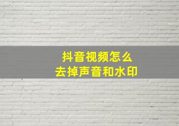 抖音视频怎么去掉声音和水印