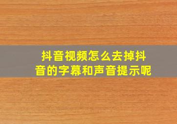 抖音视频怎么去掉抖音的字幕和声音提示呢