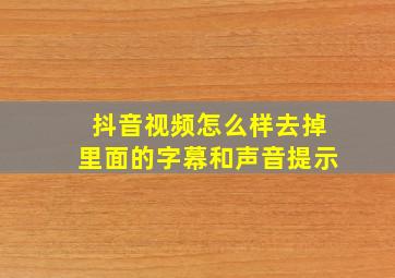 抖音视频怎么样去掉里面的字幕和声音提示