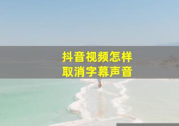 抖音视频怎样取消字幕声音