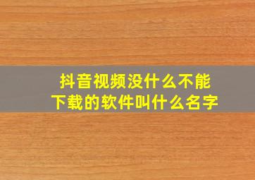 抖音视频没什么不能下载的软件叫什么名字