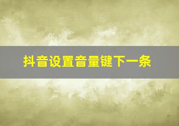 抖音设置音量键下一条