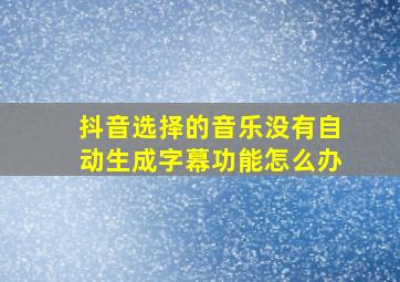 抖音选择的音乐没有自动生成字幕功能怎么办