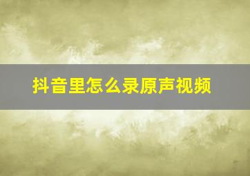 抖音里怎么录原声视频