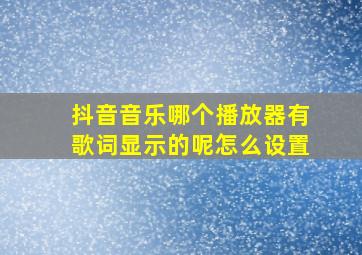 抖音音乐哪个播放器有歌词显示的呢怎么设置