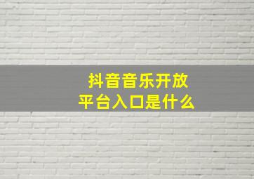 抖音音乐开放平台入口是什么