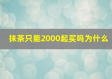 抹茶只能2000起买吗为什么