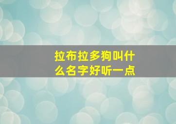 拉布拉多狗叫什么名字好听一点