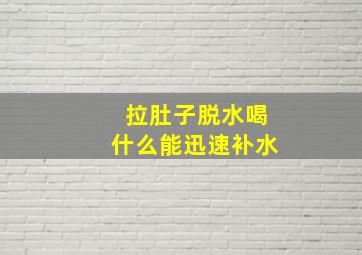 拉肚子脱水喝什么能迅速补水