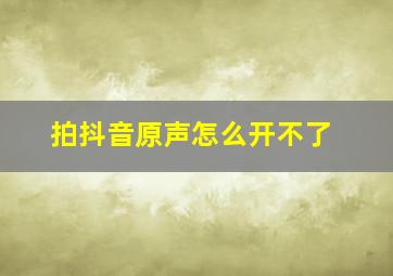 拍抖音原声怎么开不了