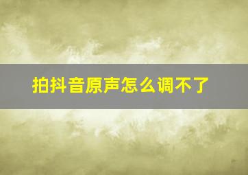 拍抖音原声怎么调不了