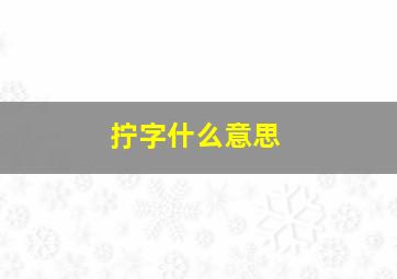 拧字什么意思