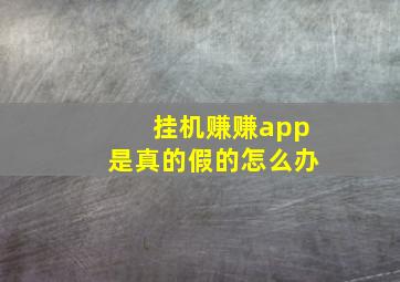 挂机赚赚app是真的假的怎么办