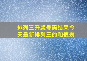 排列三开奖号码结果今天最新排列三的和值表