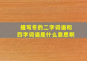 描写冬的二字词语和四字词语是什么意思啊