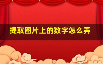 提取图片上的数字怎么弄