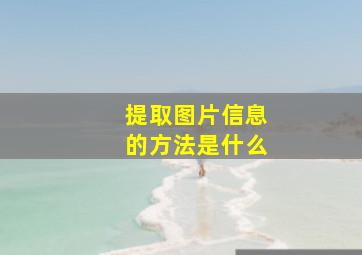 提取图片信息的方法是什么