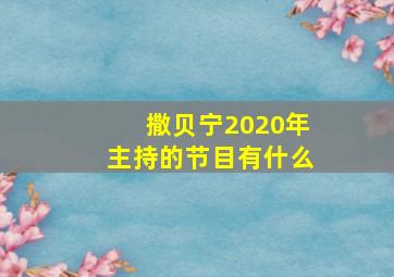 撒贝宁2020年主持的节目有什么