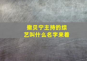 撒贝宁主持的综艺叫什么名字来着