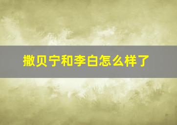 撒贝宁和李白怎么样了