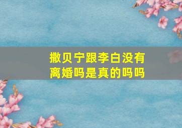 撒贝宁跟李白没有离婚吗是真的吗吗