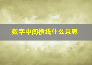 数字中间横线什么意思