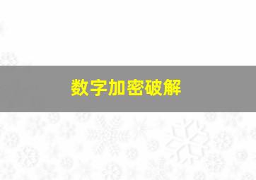 数字加密破解