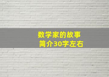 数学家的故事简介30字左右