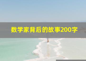 数学家背后的故事200字