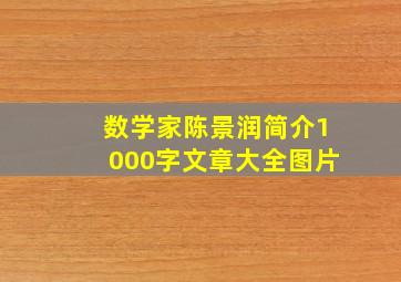 数学家陈景润简介1000字文章大全图片