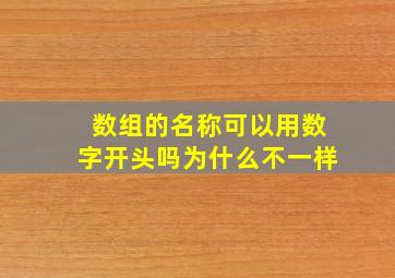 数组的名称可以用数字开头吗为什么不一样