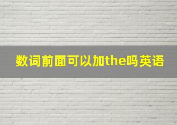 数词前面可以加the吗英语